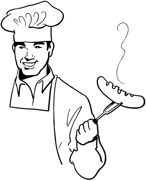 Chef with a grilled frankfurter vinyl sticker. Customize on line. Restaurants Bars Hotels 079-0484
